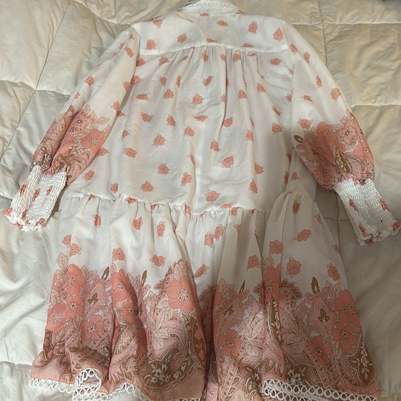 White and dusty rose long-sleeved dress - Picture 3 of 4